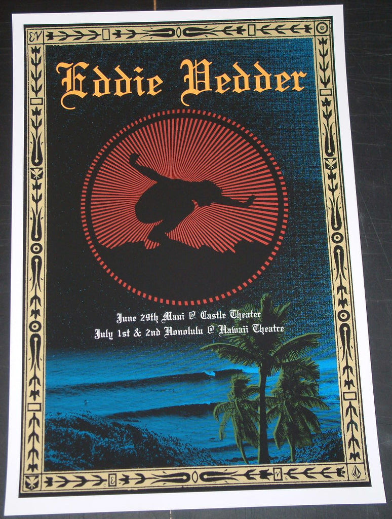 Ryan Immegart Eddie Vedder Poster Maui Honolulu Hawaii 2009